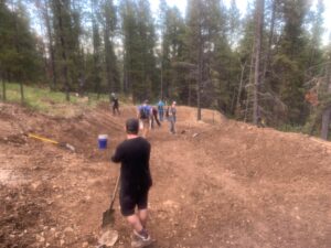 Trail building event on Flight 66 with Moose Mountain Bike Trail Society in 2020